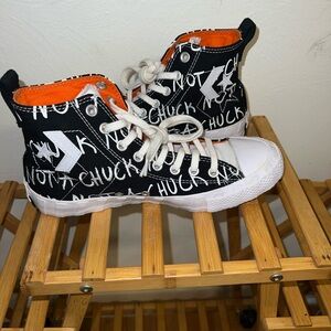 Converse High-Top Sneakers - Black, White, and Orange